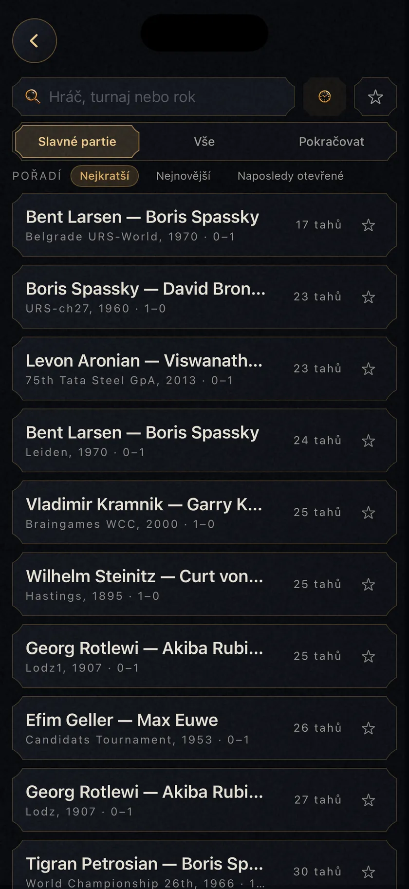 Devět set partií, které stojí za sledování.
