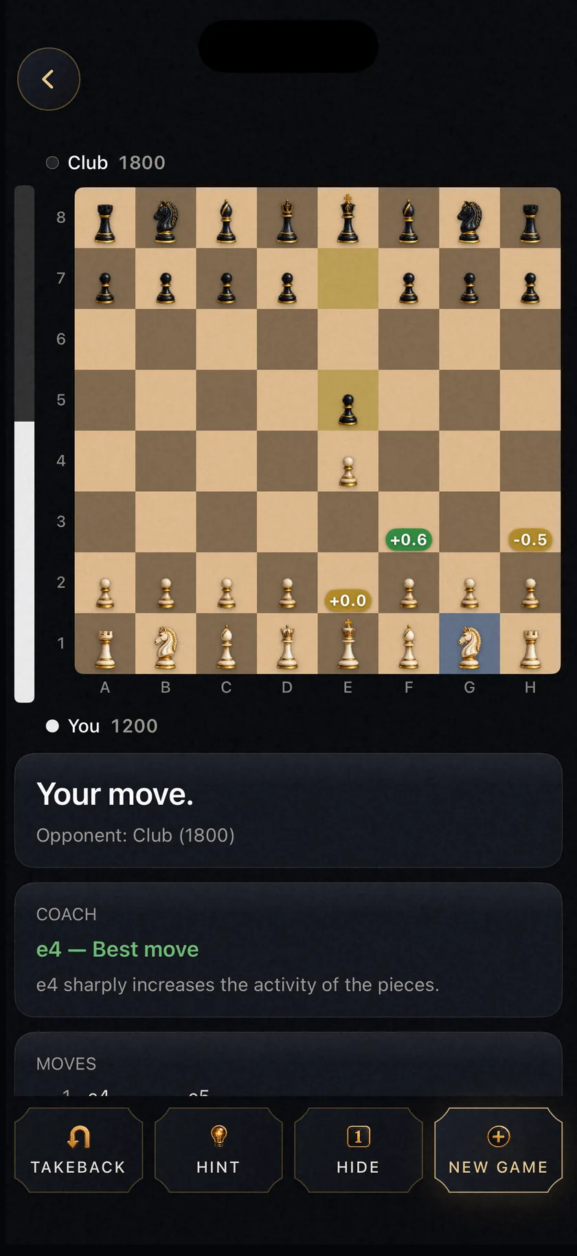 What each move is worth. Before you play it.