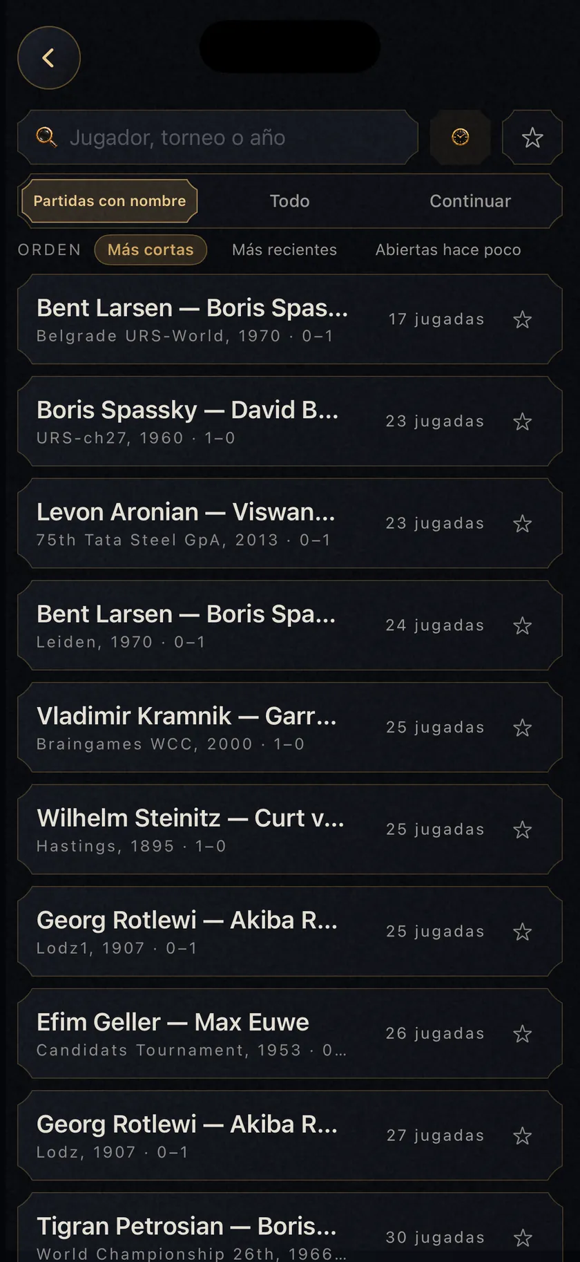 Novecientas partidas que merece la pena ver.