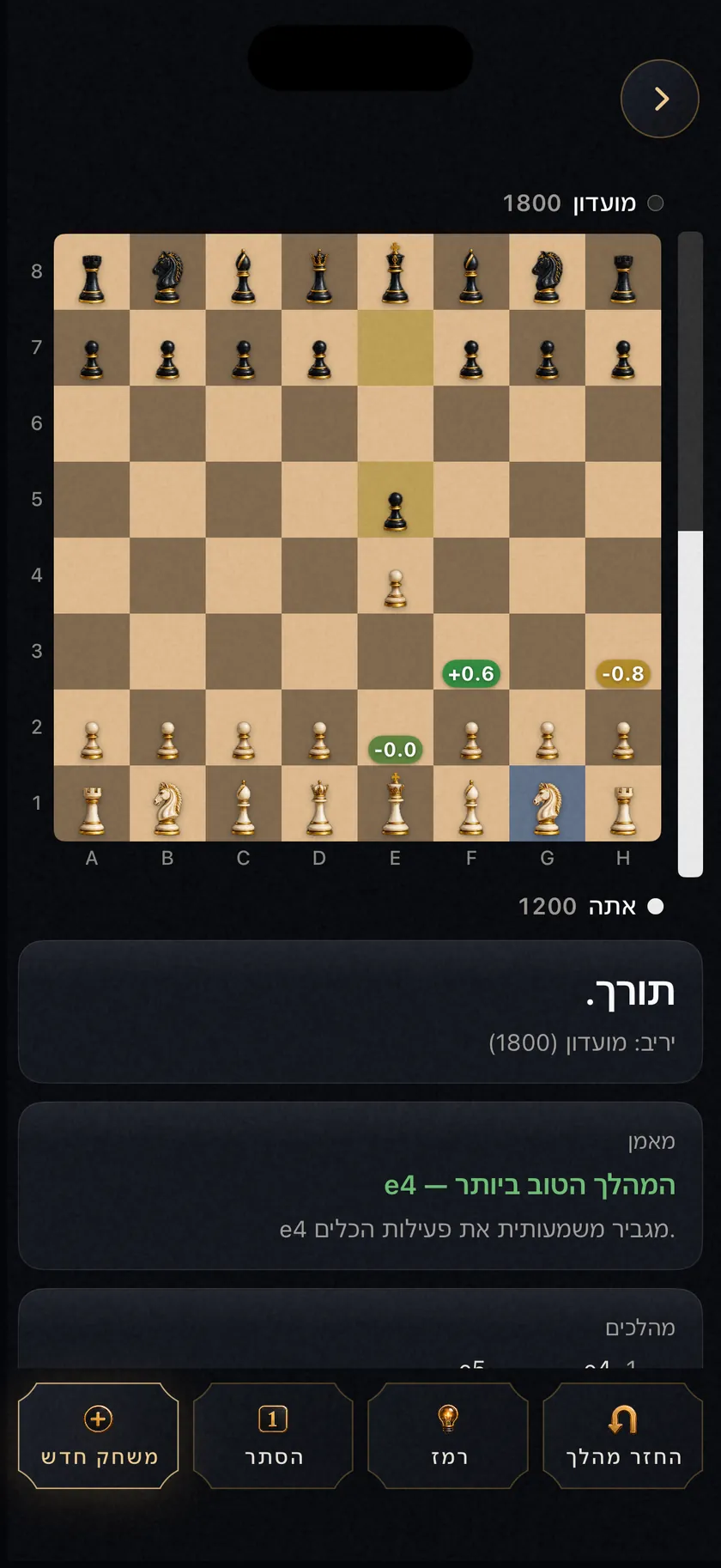 כמה שווה כל מהלך. לפני שאתה משחק.