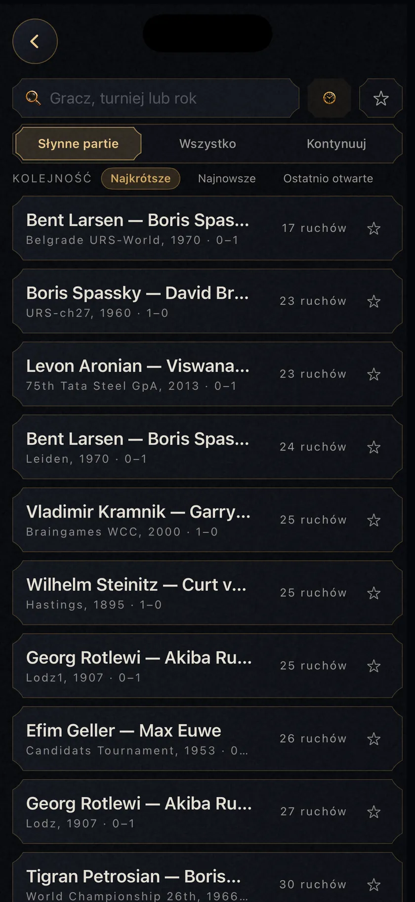 Dziewięćset partii wartych obejrzenia.