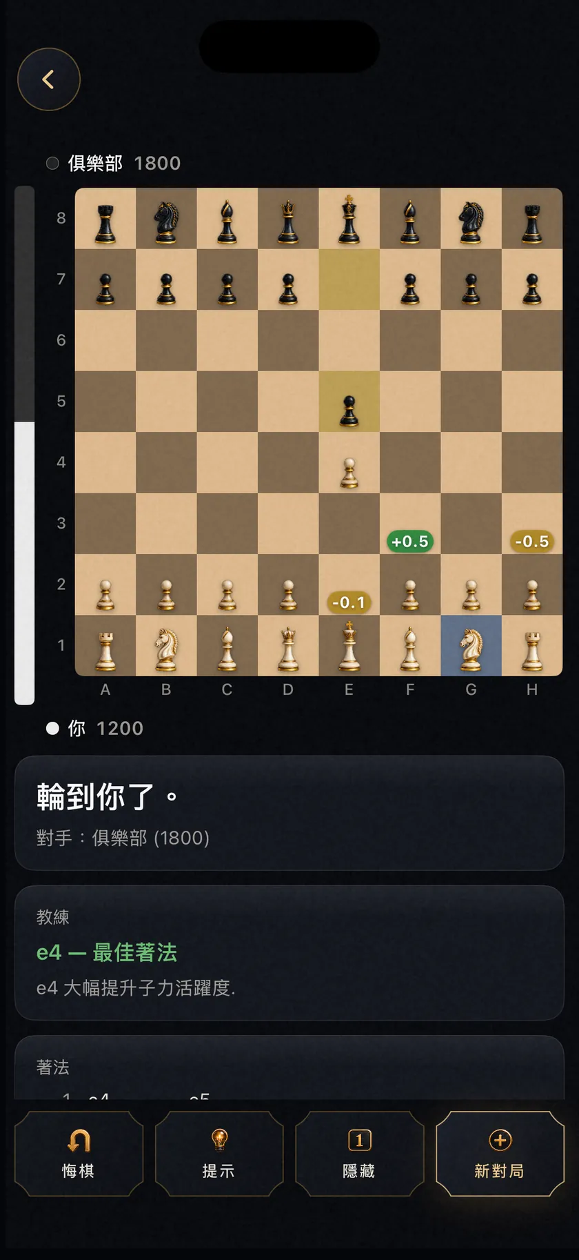 每一步值多少。 落子之前。